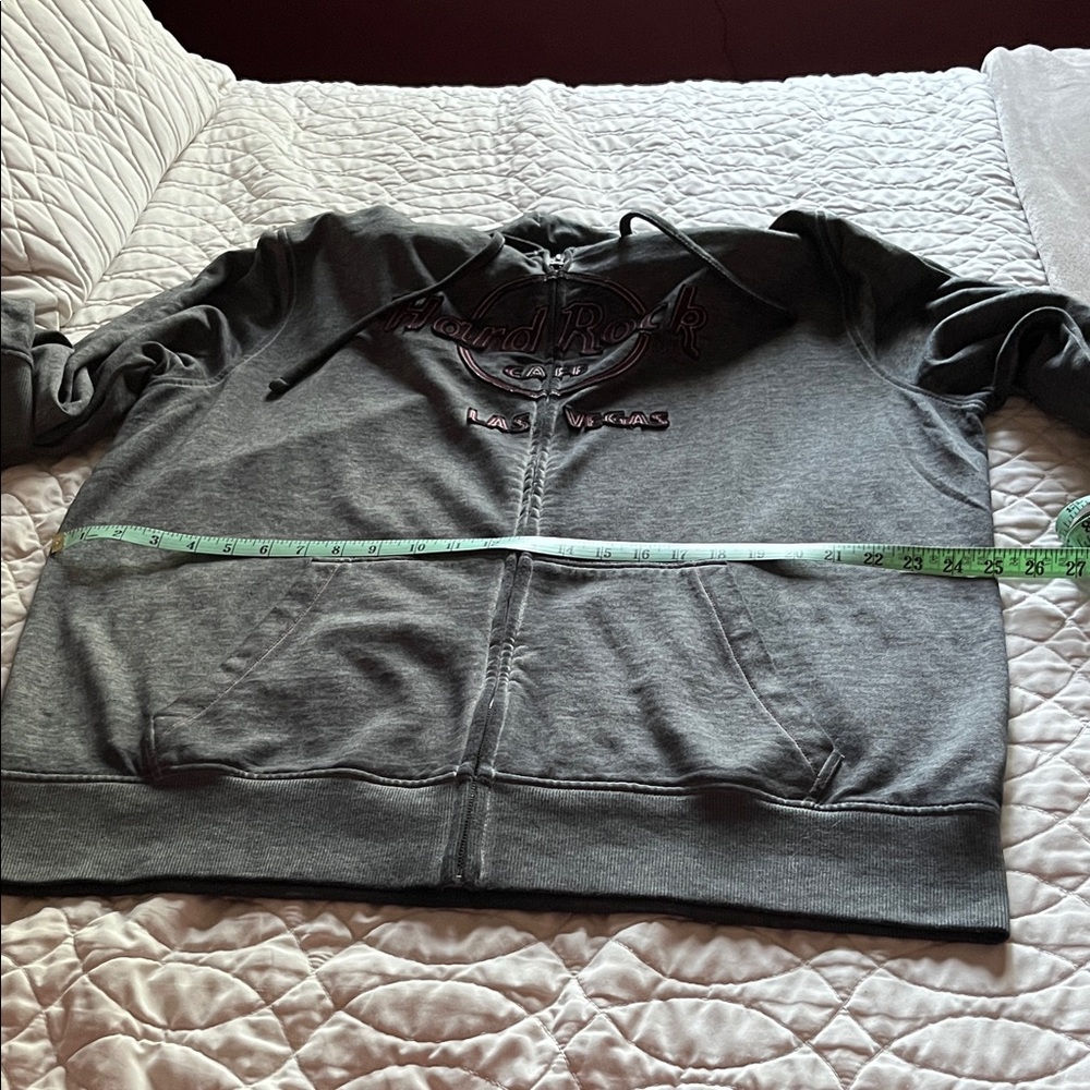 Hard Rock Cafe Mens XXXL Hoodie, Charcoal Zip-Up Sweater NWOT - Picture 6 of 12
